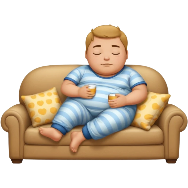 a lazy fat boy sleeping on a sofa emoji