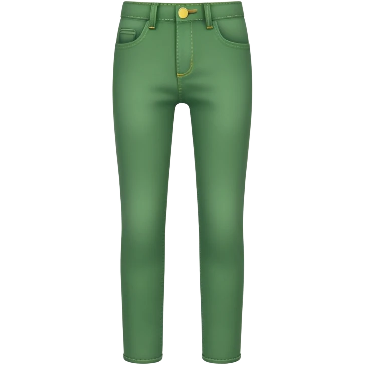 A 3D cartoon green  jeans with pockets and stitching details, casual slim fit, clean isolated background, Memoji-style. emoji