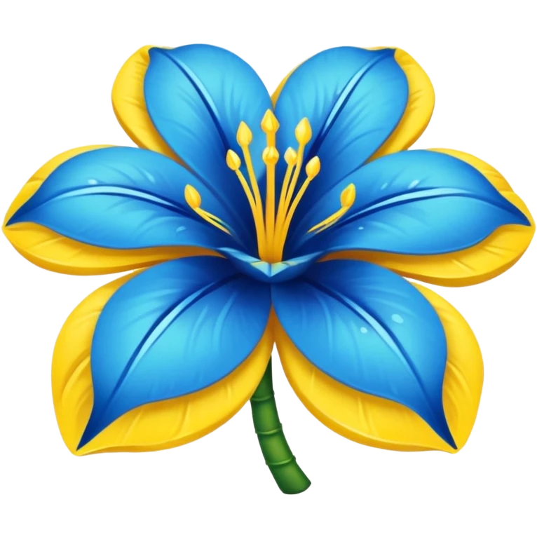 flor hawaiana azul con centro amarillo con pétalos grandes y brillantes emoji