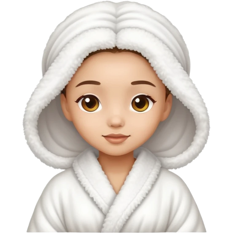 cute girl at spa wearing fluffy robe emoji