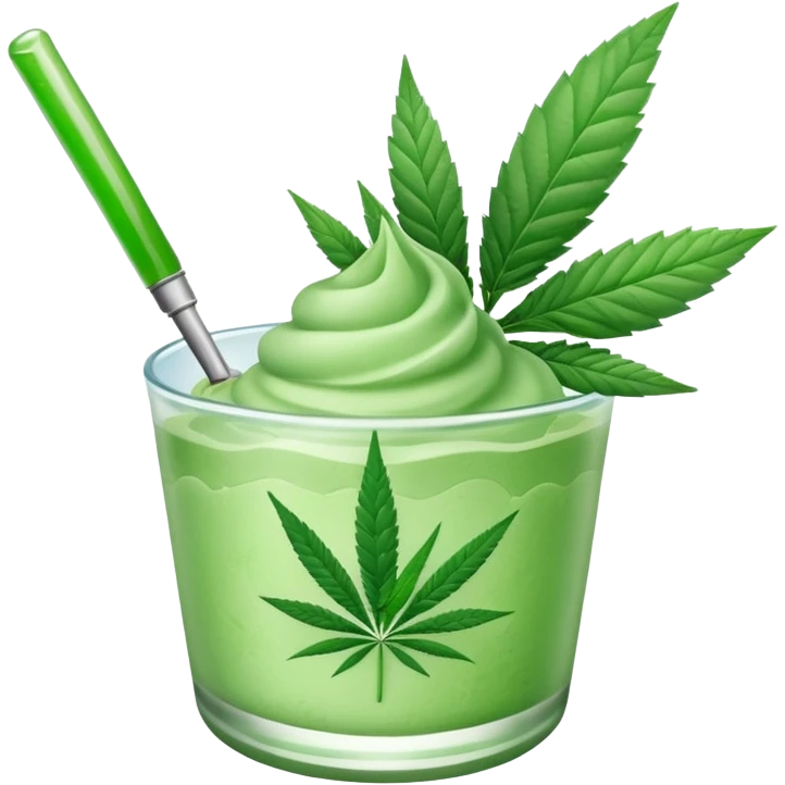 frozen dessert with cannabis leaf emoji