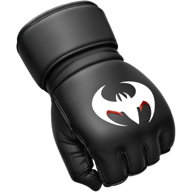 MMA glove object icon, black fingerless fighting glove, glossy venom texture cartoon, mobile game icon style, centered, soft shadow, clean background. Black and white color scheme, venom symbiote style. emoji