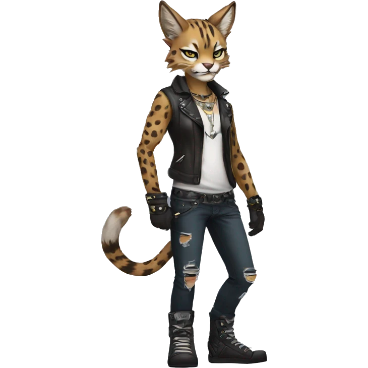 Anthro Punk Bobcat Full body emoji