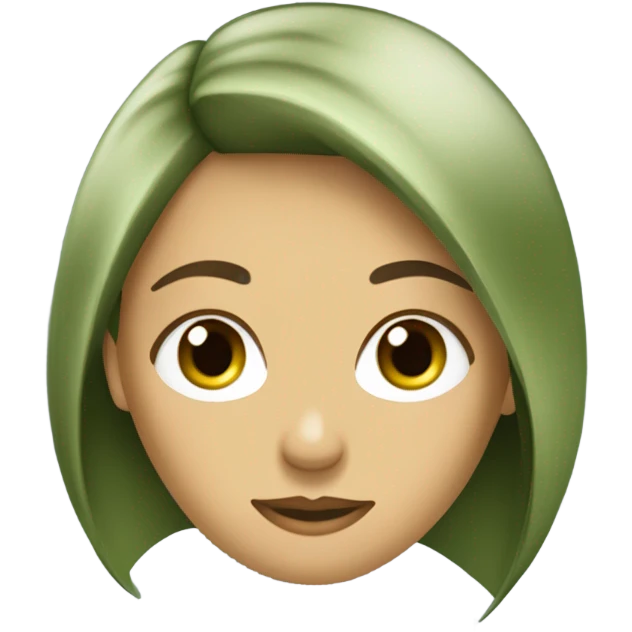 garota com o cabelo liso loiro escuro com olhos verdes emoji