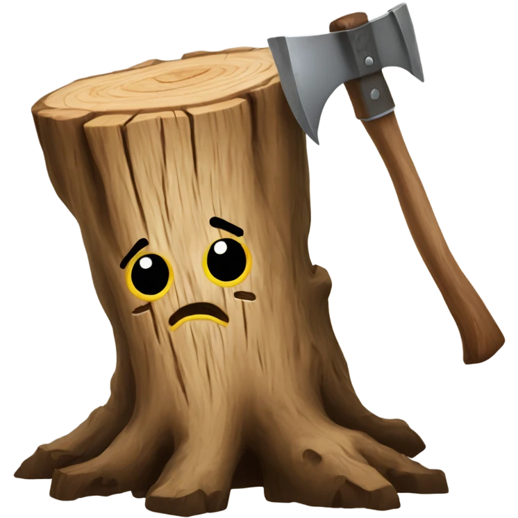 Tree stump with an axe cleaved in  it  emoji