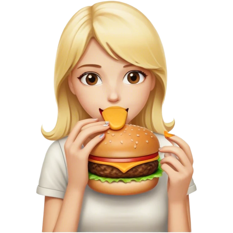 Blonde girl fat eating burger emoji