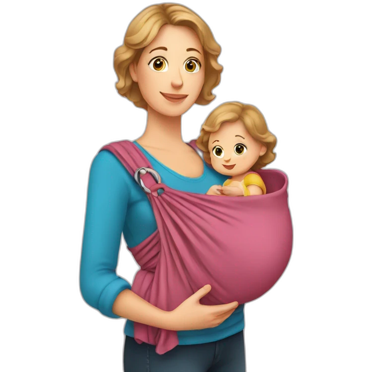 European Babywearing mom with baby and ring sling emoji
