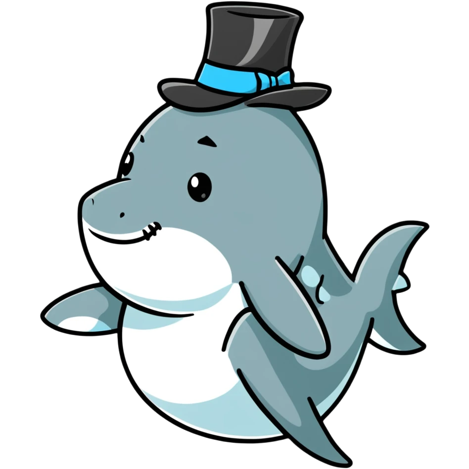 shark wearing a top hat emoji