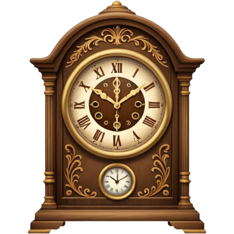 Vintage wooden table top clock emoji