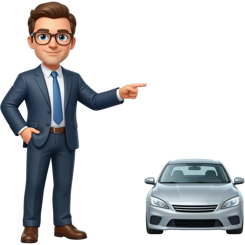 It creates an image of a man standing in the distance pointing towards a car that is really  far emoji