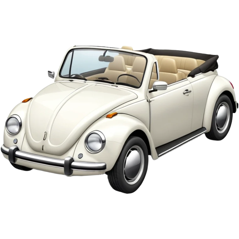 White Volkswagen Beetle open convertible  emoji