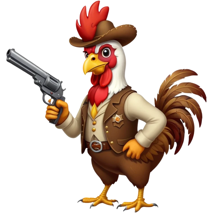 Cowboy rooster with a gun  emoji