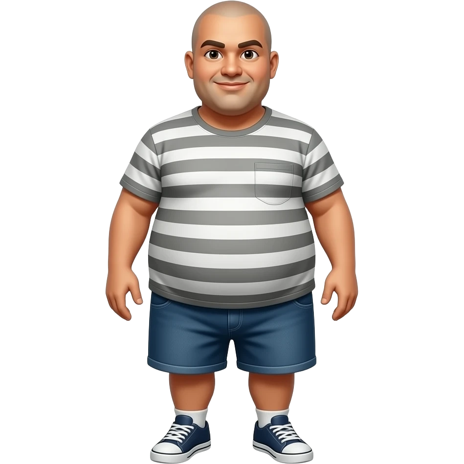 Bald Obese mexican short height no hair full body emoji