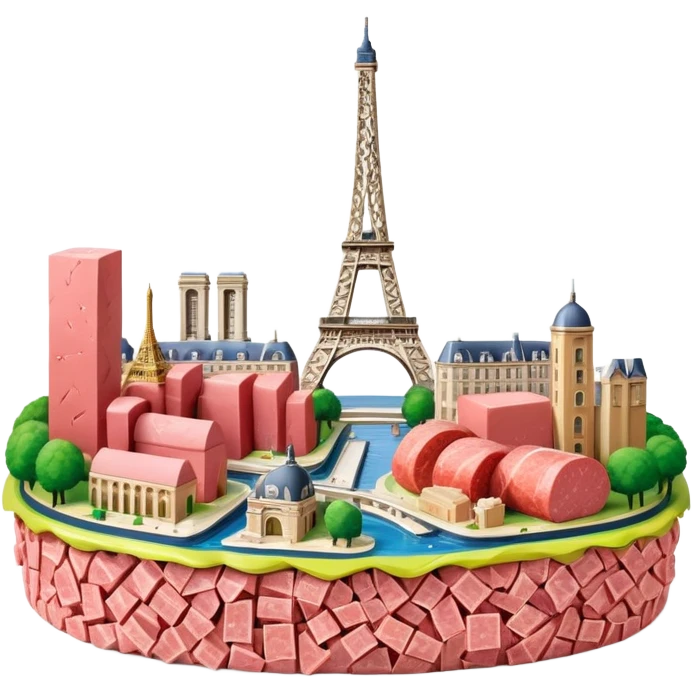  paris art city SPAM meat jeff koons style sculpture arty landscape  emoji