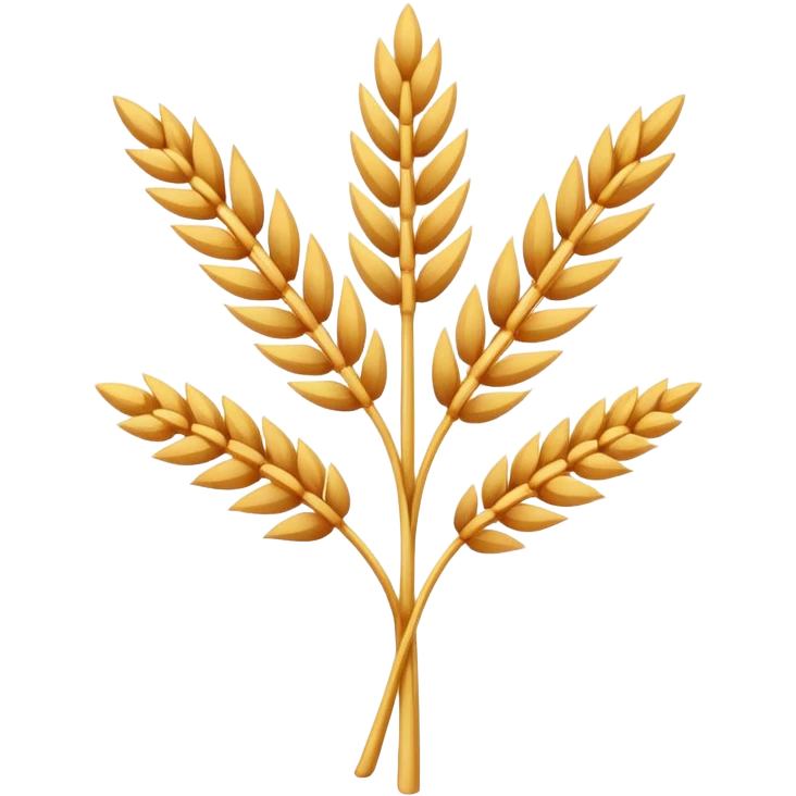 Minimalist emoji-style icon representing celiac disease: a golden wheat stalk with a bold red ‘no’ cross on top, flat design, clean lines, simple shapes, high contrast, centered on a transparent or white background, friendly but clear medical symbol, vector-style, smooth edges. emoji