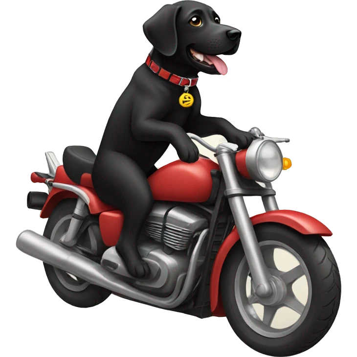 black lab riding motorbike emoji