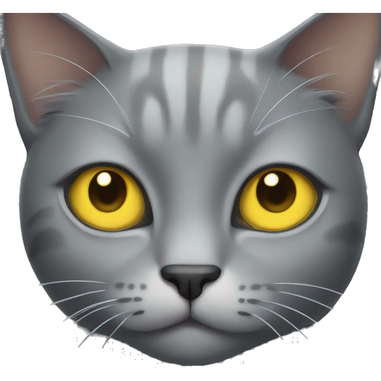 Grey cat with big yellow eyes emoji