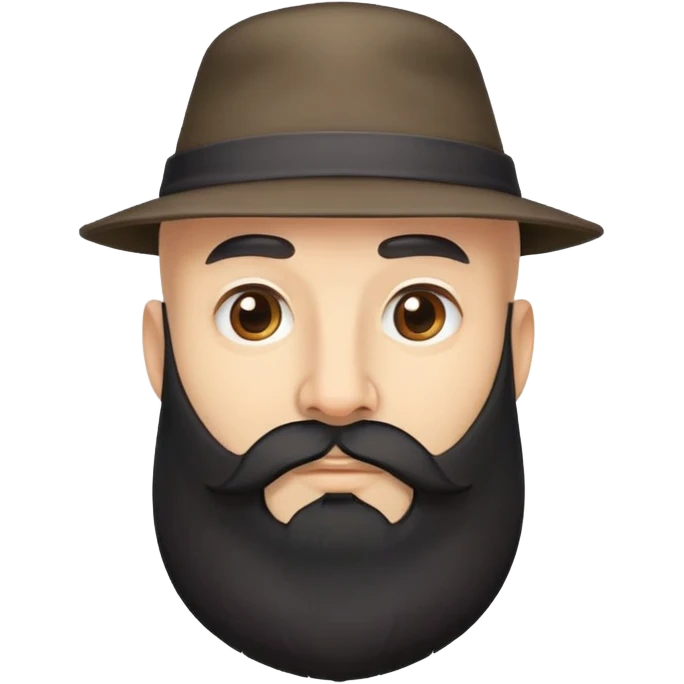 Medium skin bald man with long black beard and hat emoji