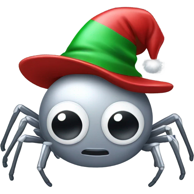 Silver cute Spider with a chrismas hat emoji