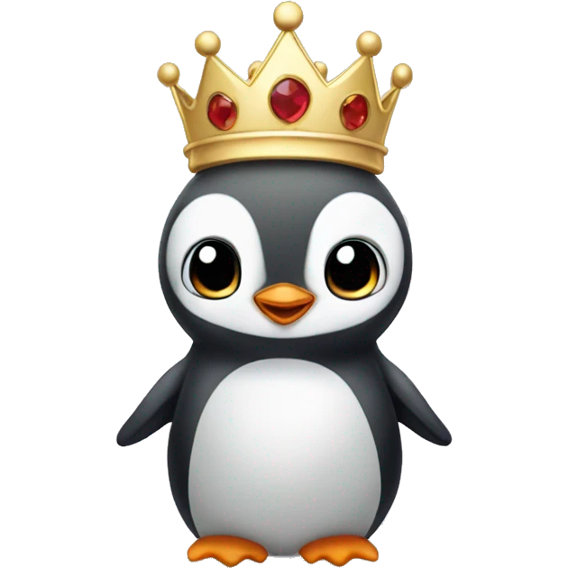 skinny baby Penguin with crown emoji
