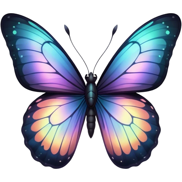Dark iridescent butterfly glowing emoji