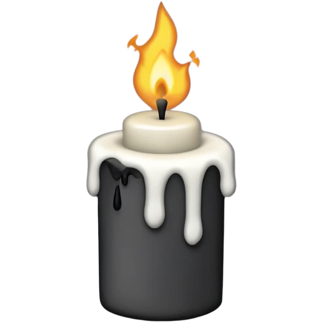 Minimalist emoji-style sticker of a candle with a broken or melted top and rising black smoke. No flame. Matte style. emoji