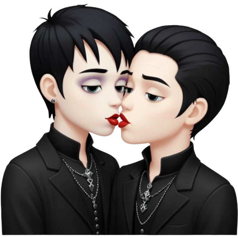 Goth Boys kissing emoji
