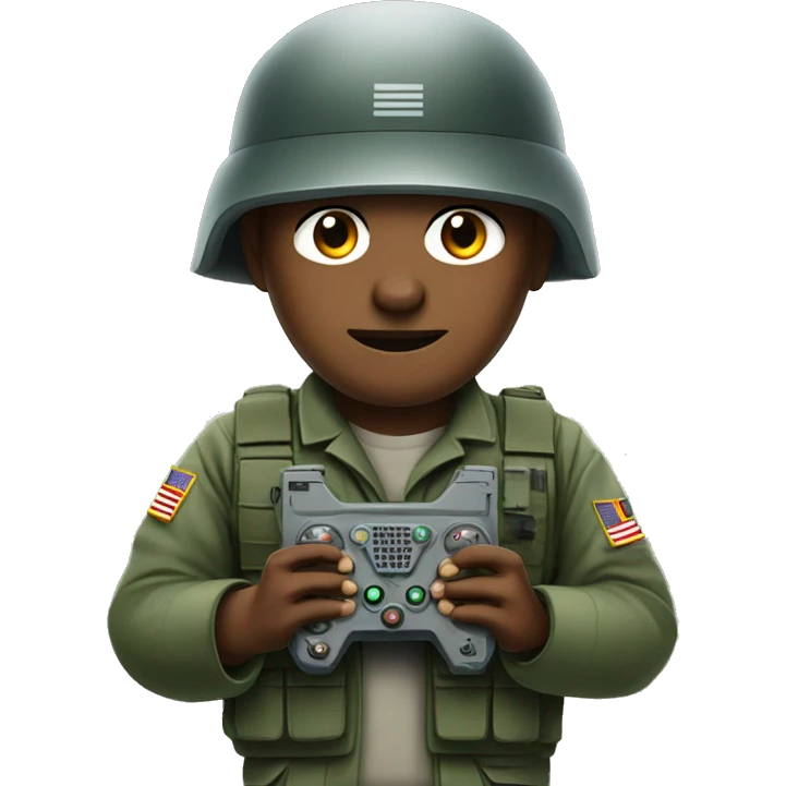 Military man holding a drone control panel in his hands emoji