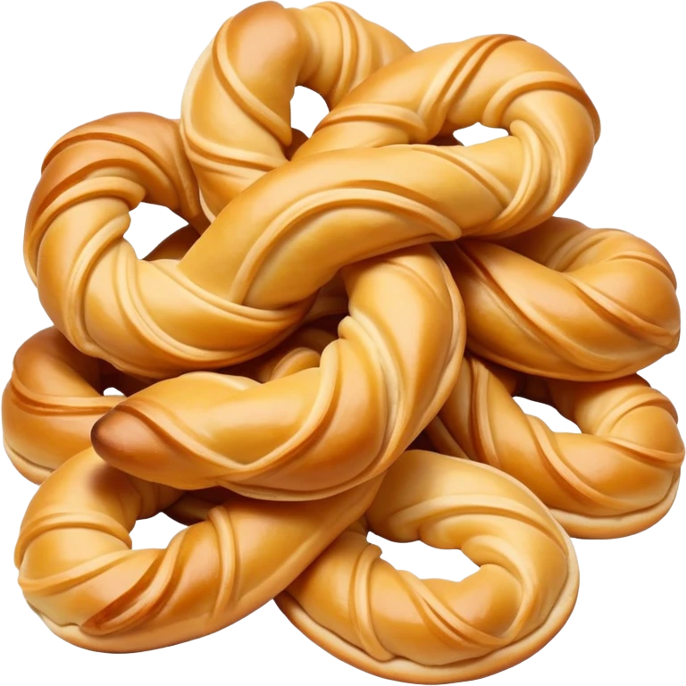 Tianjin Fried Dough Twist Mahua twisted crispy pastry, simplified emoji style with bold outlines and bright colors, cartoon style traditional Chinese fried snack emoji