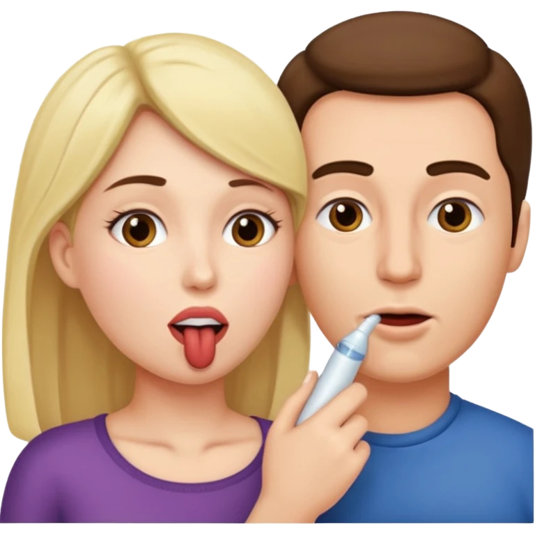 Una mujer chupando un pene de un hombre emoji