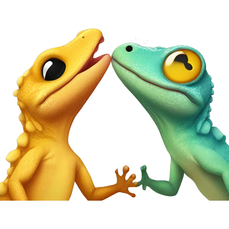 This gecko and a cute chick kissing emoji