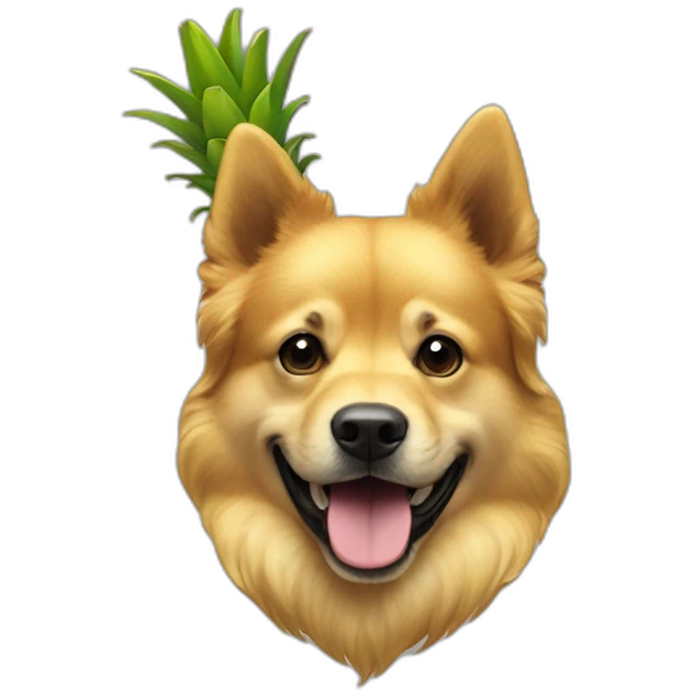 chien golden avec une tête d'ananas emoji