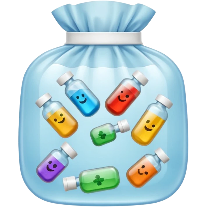 pochons transparents avec des médicaments dedans qui sourient et rigolent emoji