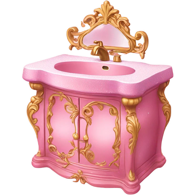 Pink glitter sink with mirror  emoji