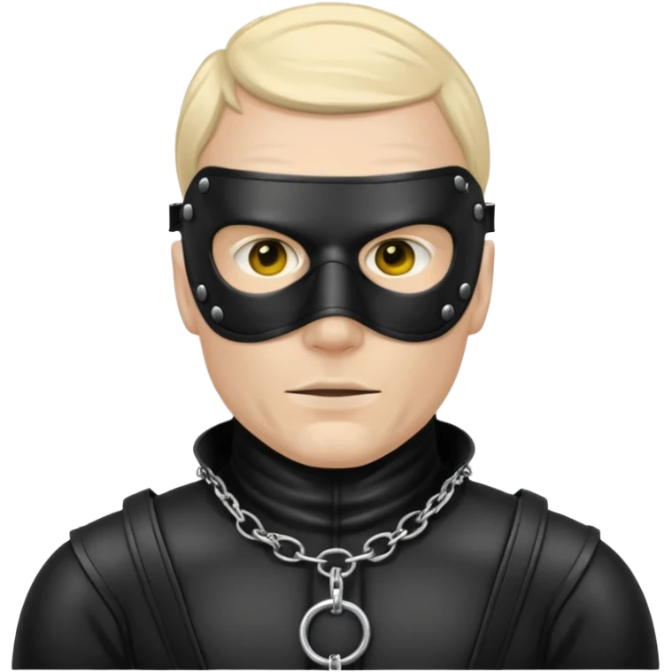 bdsm slave black leather fullhead mask, no metallic details on a white man, no gold, no metal, no yellow emoji