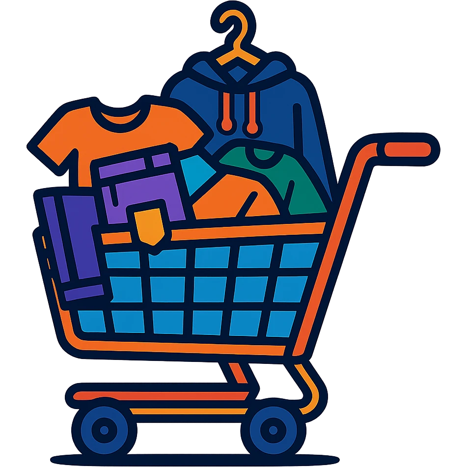 shopping cart with clothes emoji
