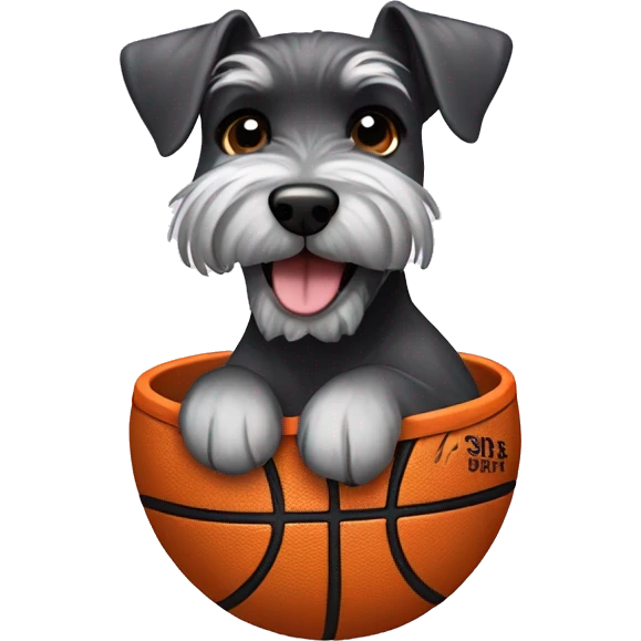 Mini schnauzer dunking a basketball emoji
