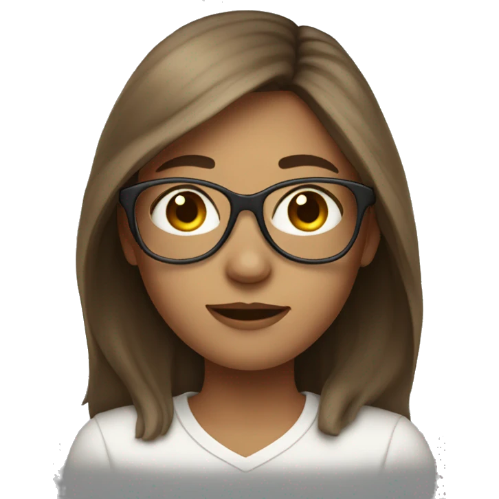 girl with long brown hair freckles and light colored glasses emoji