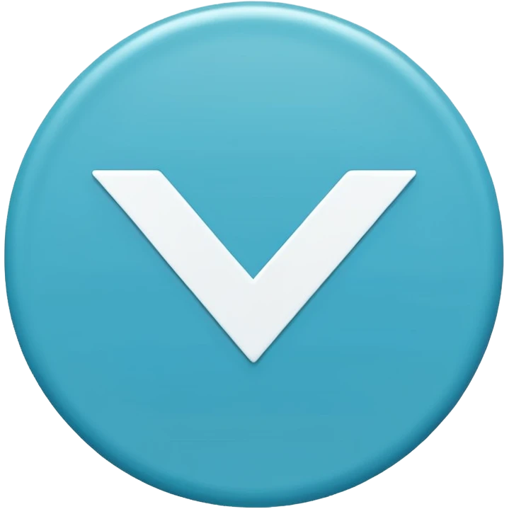 A small solid cyan-blue circle with a centered bright white check mark, clean and minimal, symbolizing trust and distinction emoji