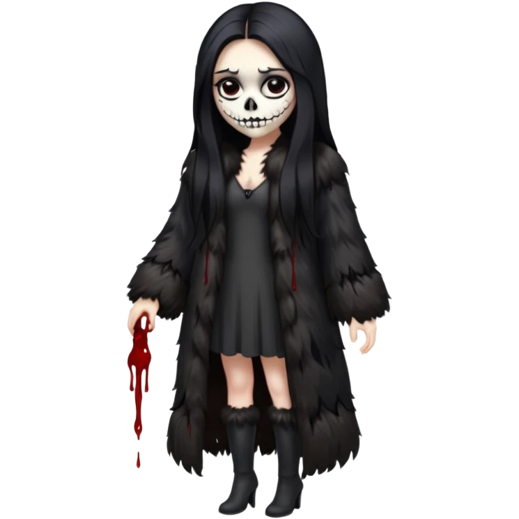 An attractive Alaskan princess, full body, facing to the right. In the style of your bleeding skull art. emoji