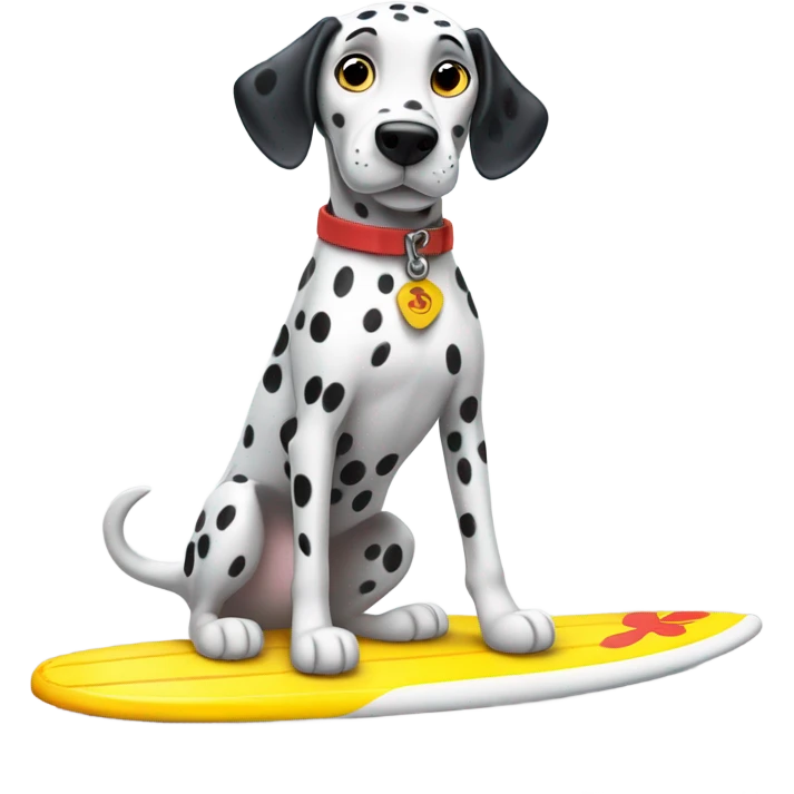 Dalmation on a surfboard emoji