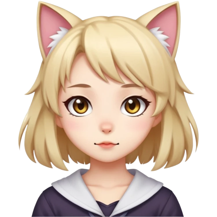cute anime style catgirl with a cute expression emoji