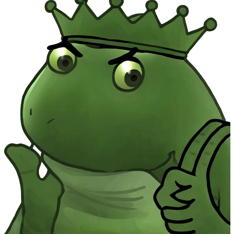 Hand holding L with face of a king emoji