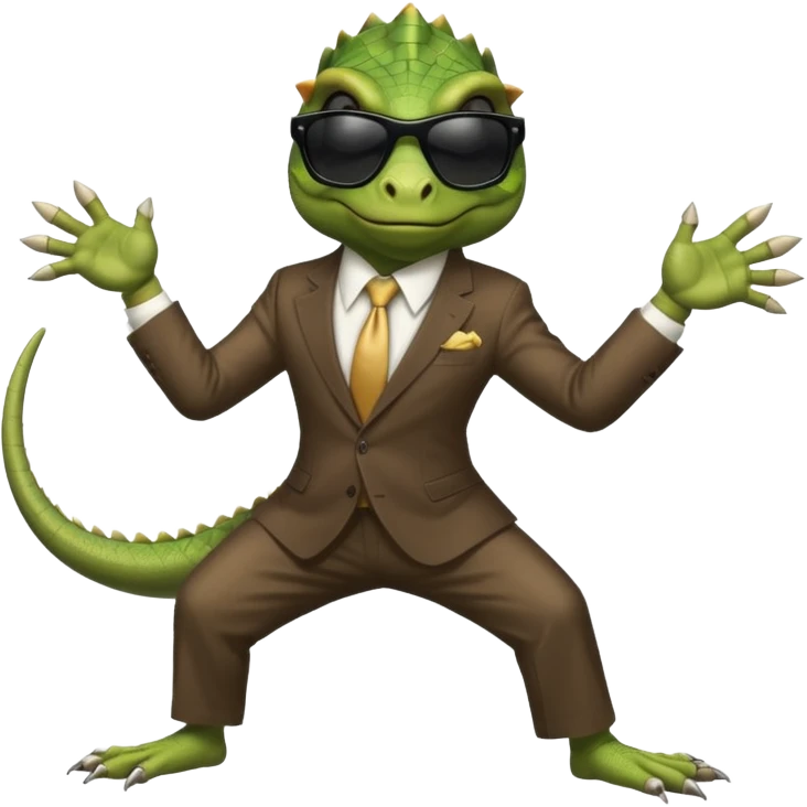 capitalist iguana banker godfather with black sunglasses breakdance emoji