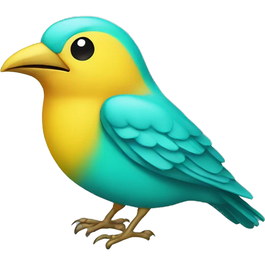 turquoise bird with yellow head emoji