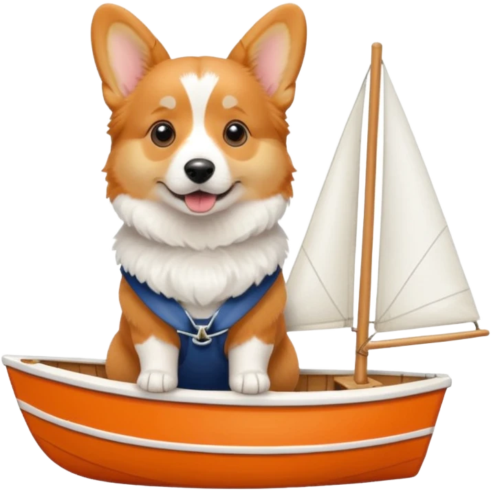 Corgi sailing a boat emoji