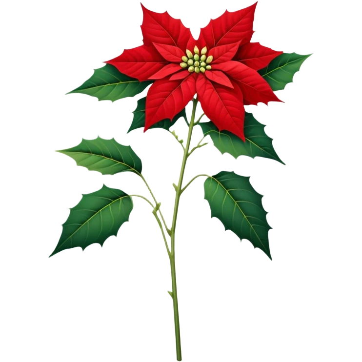 single Poinsettia flower, stem emoji