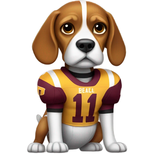Beagle wearing maroon and gold football uniform emoji