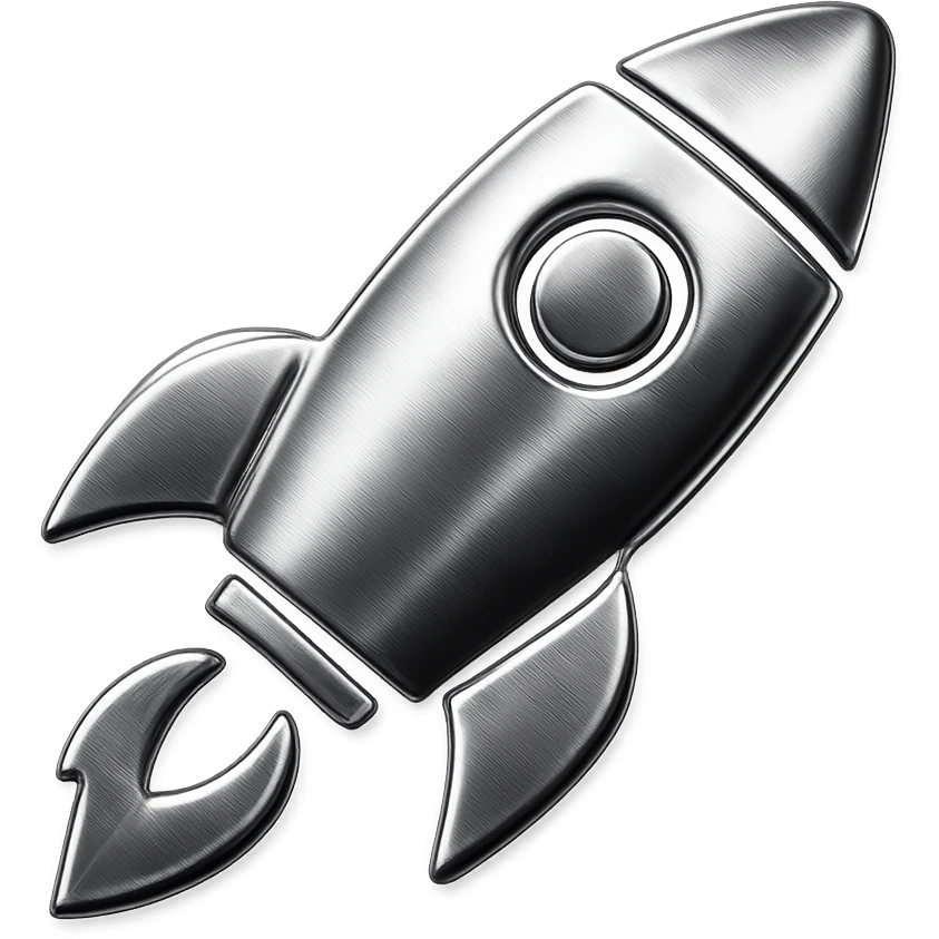 chrome style icon of a rocket ship emoji