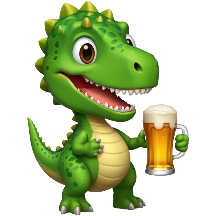 dinosaur holding beer emoji